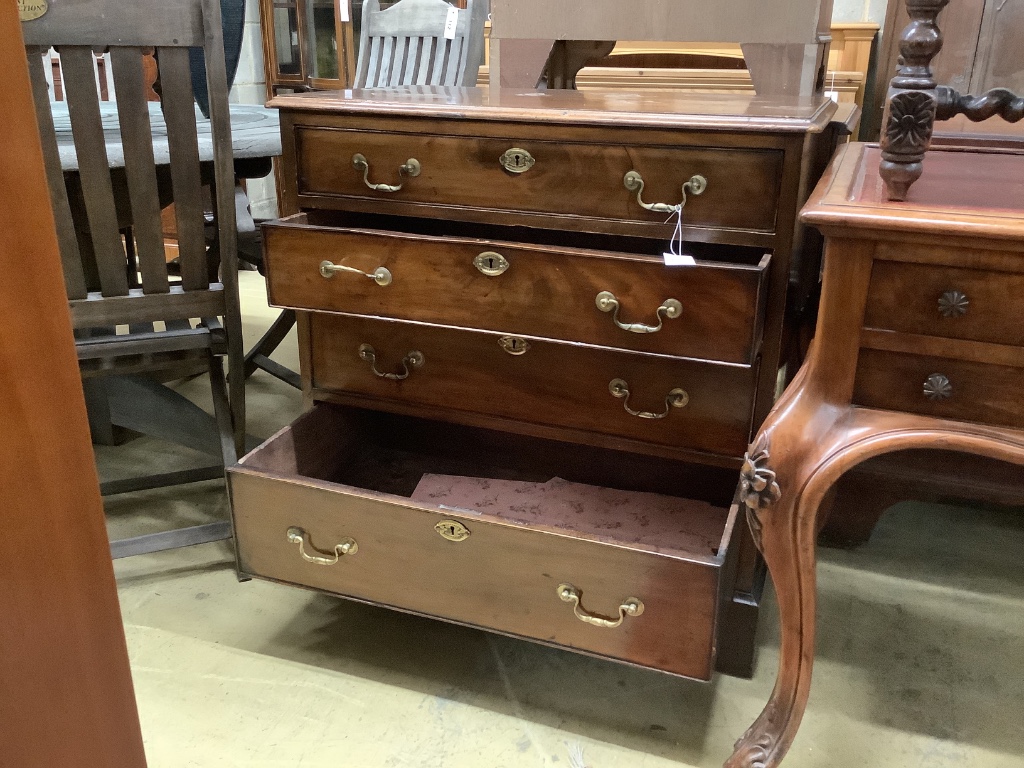 A small George III mahogany four drawer chest, width 78cm, depth 46cm, height 81cm